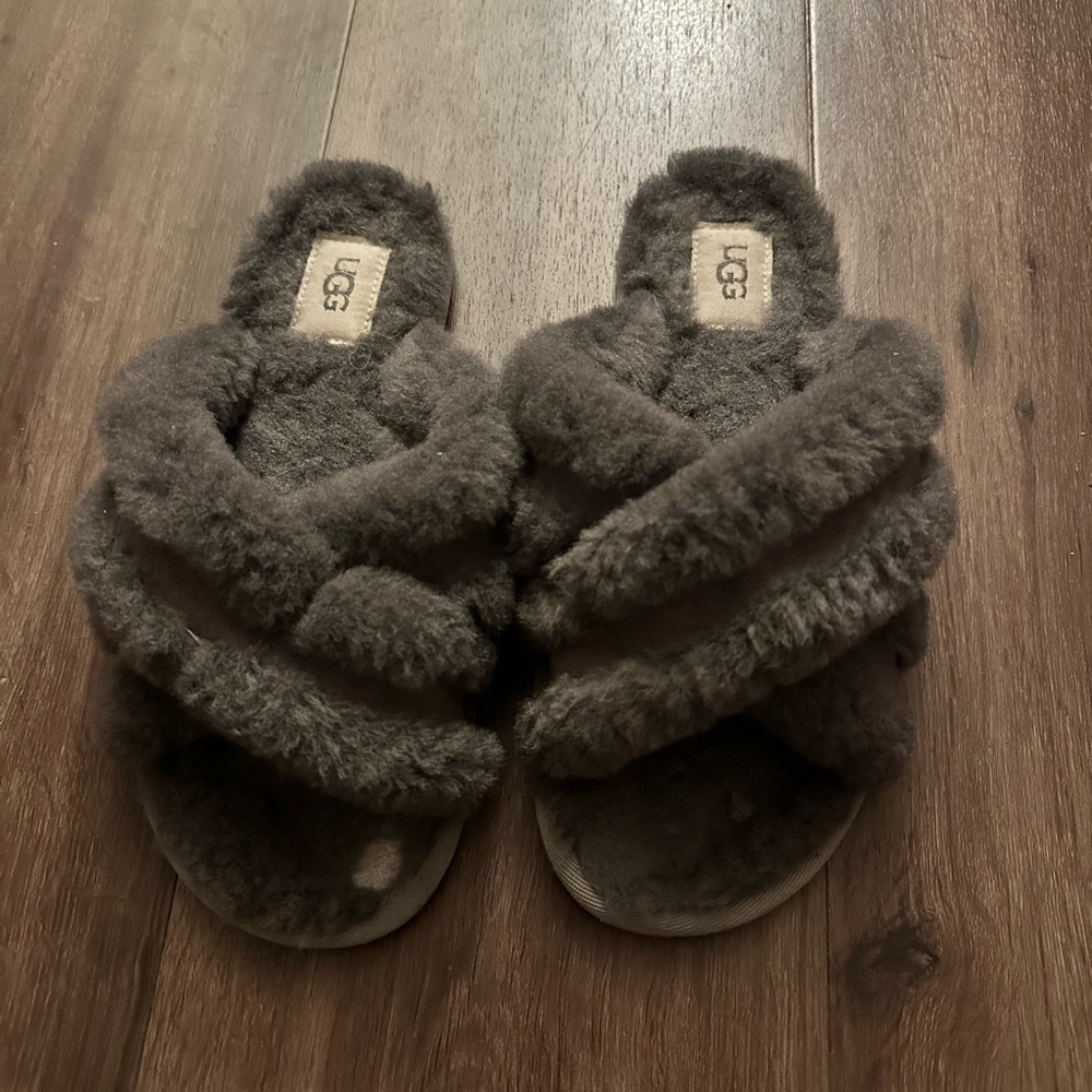 UGG Charcoal Plush Slippers